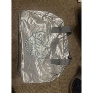 Justice Girl's Metallic‎ Silver Live Justice Duffle Sports Gym Bag